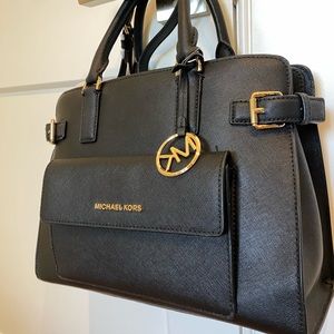 Michael kors LG Georgia NS leather tote bag black. New with tags, never used